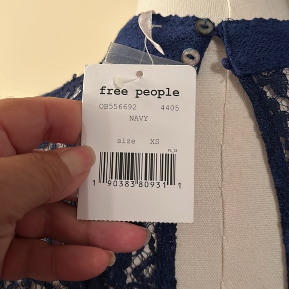 FREE PEOPLE Cobalt Blue Tell Tale Lace Eyelet Tunic/ Dress Size extra small - Picture 11 of 11